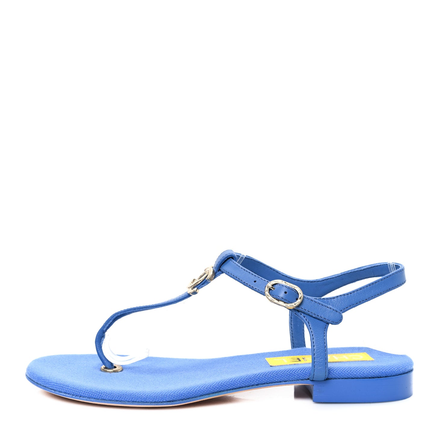 Lambskin CC Logo Thong Sandals 37 Blue