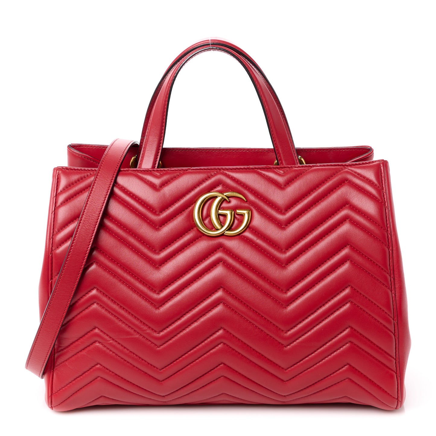 Calfskin Matelasse Medium GG Marmont Tote Hibiscus Red