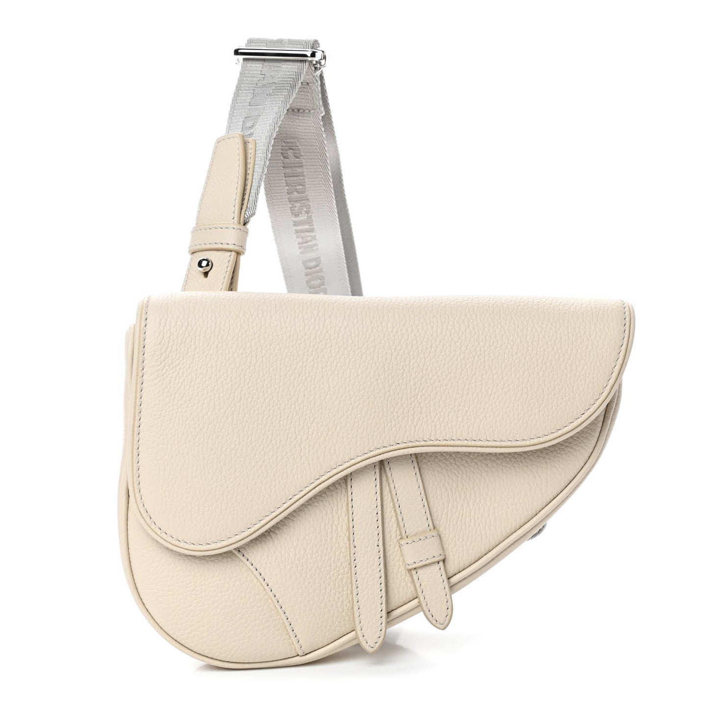 Grained Calfskin Mens Mini Saddle Bag Latte