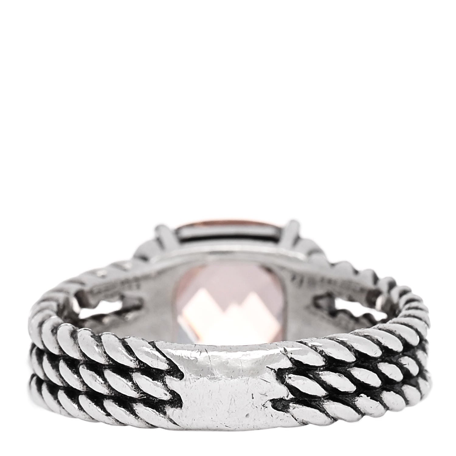 David Yurman Sterling Silver Diamond Morganite 10mm Petite Wheaton Ring 53 6.25 4 of 5