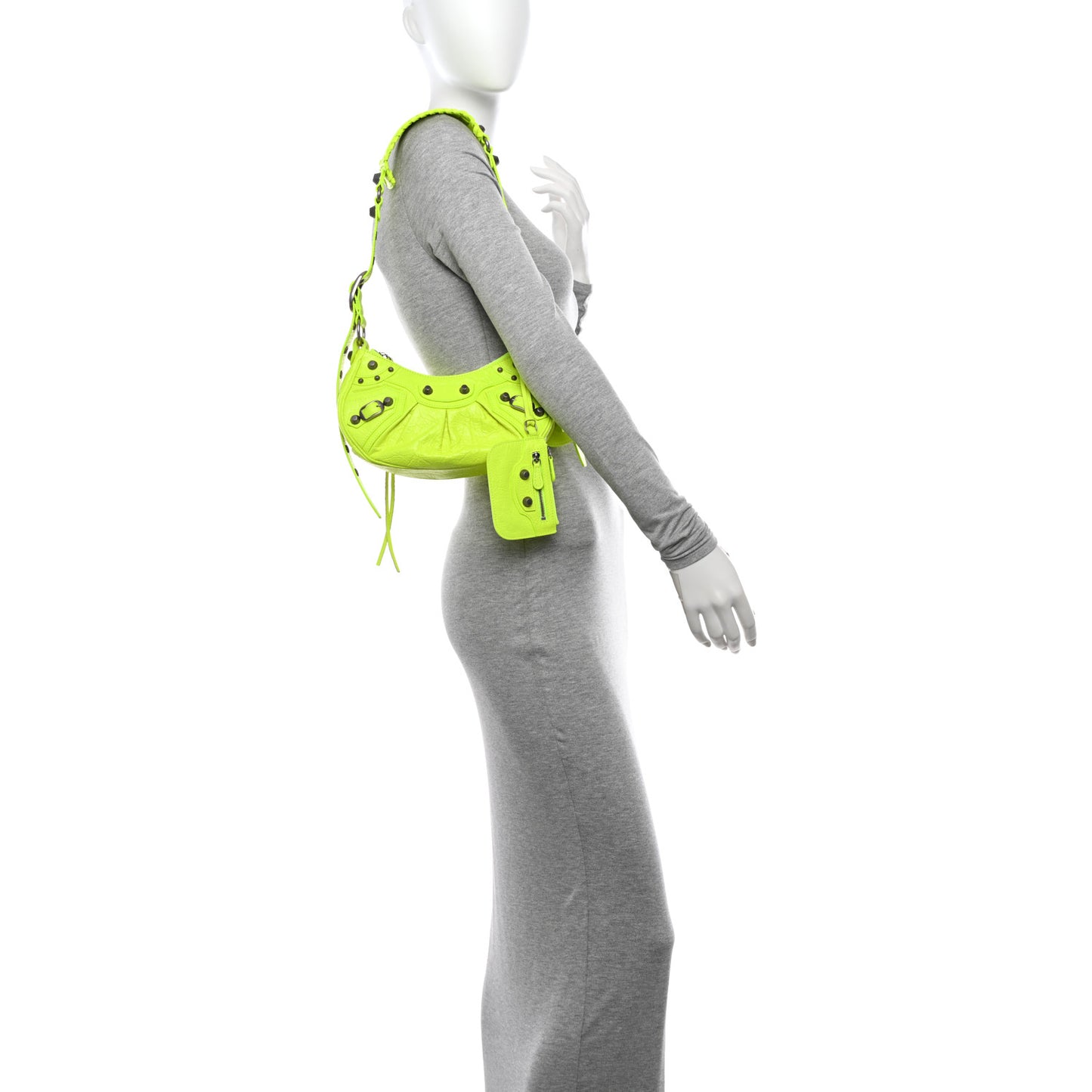 Agneau Arena Le Cagole Shoulder Bag XS Fluo Yellow