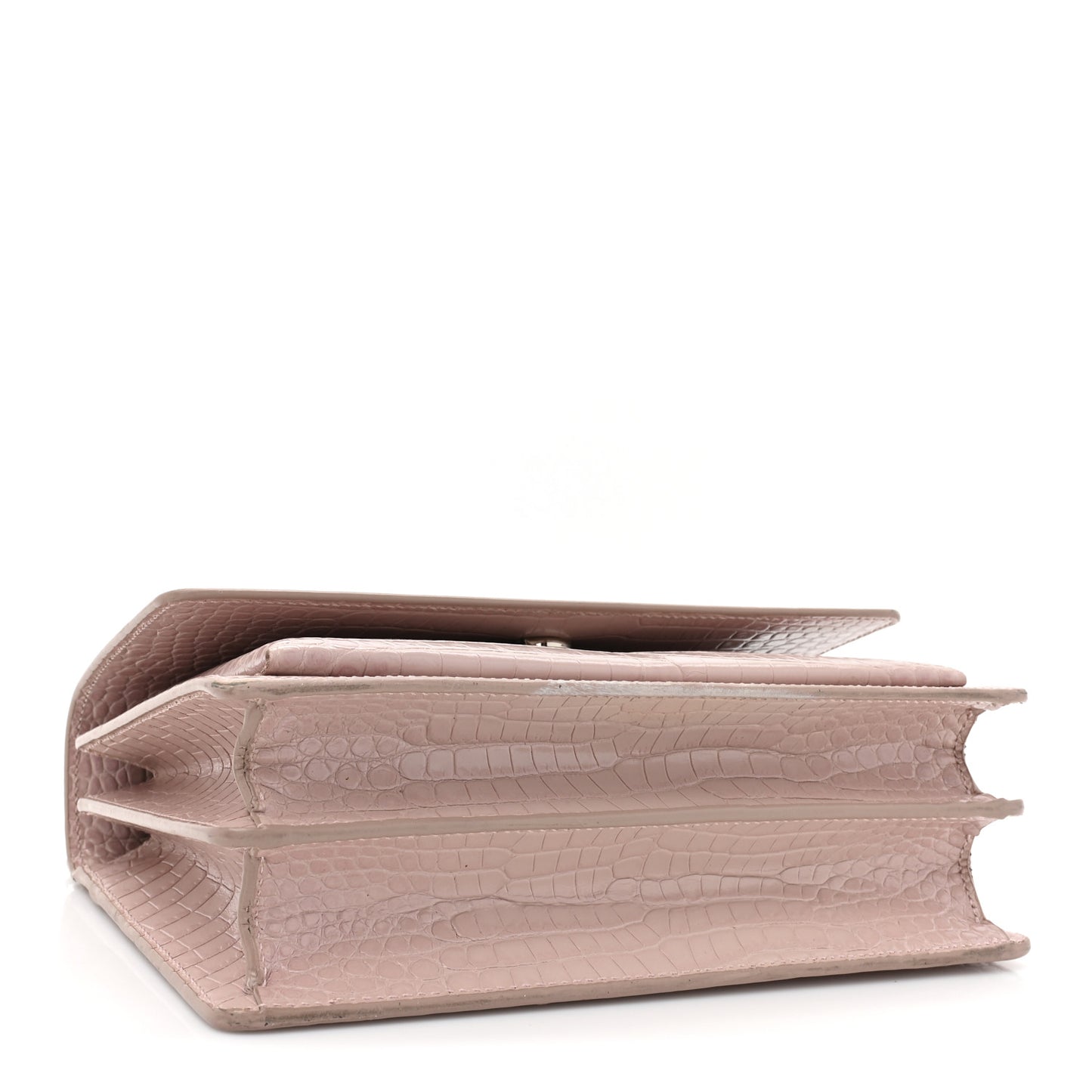 Calfskin Crocodile Embossed Medium Monogram Sunset Powder Pink