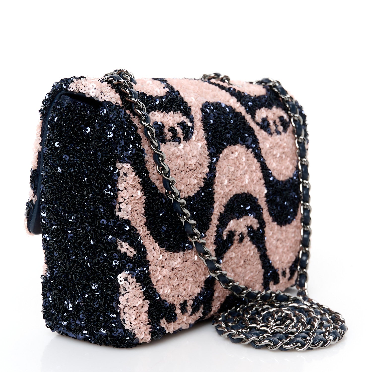 Chanel Sequin Mini Rectangular Flap Navy Pink 3 of 11