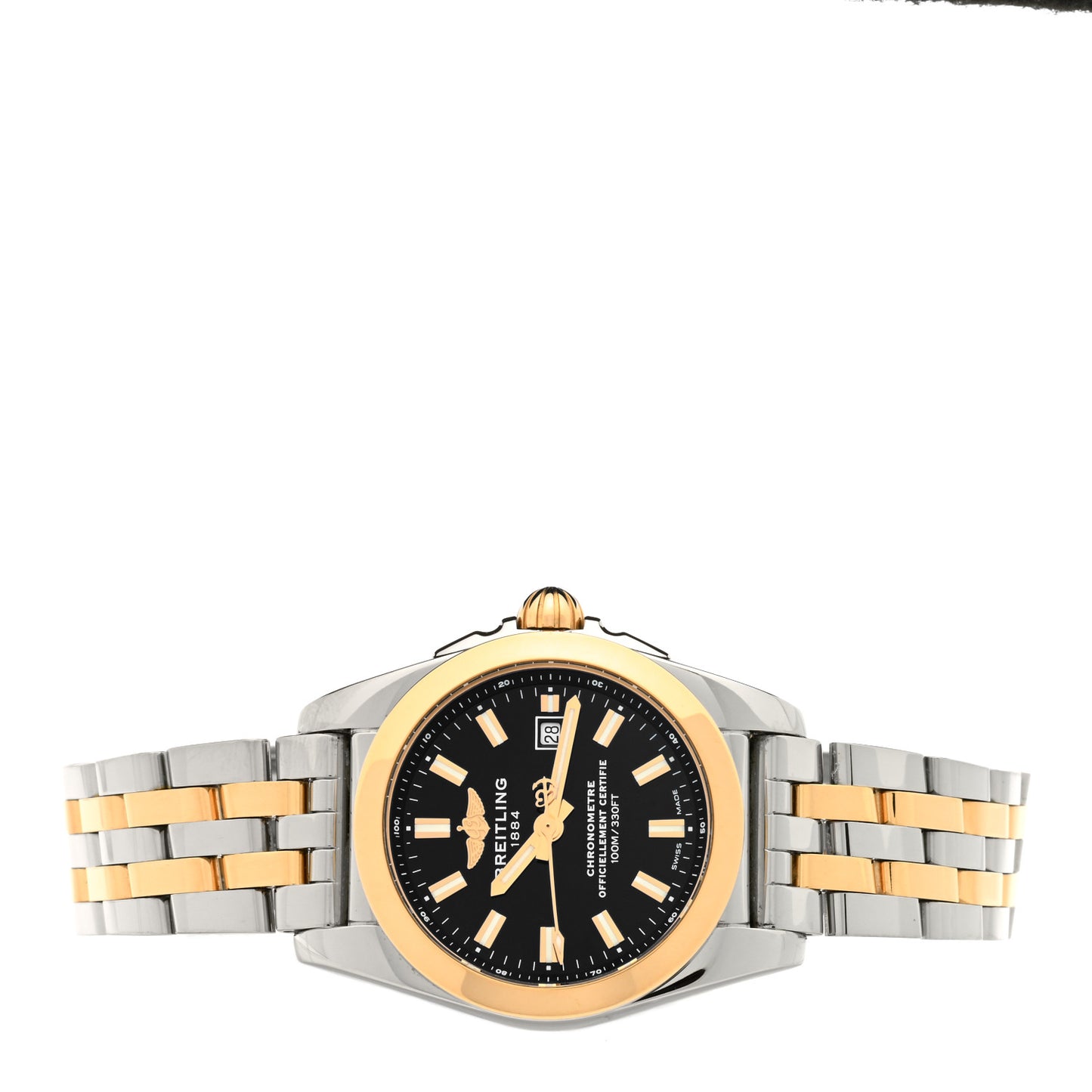 Stainless Steel 18K Rose Gold 29mm Galactic Quartz Watch Black C7234812