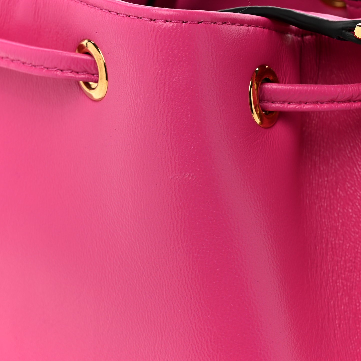 Nappa Quilted Medusa Top Handle Bucket Bag Fuchsia