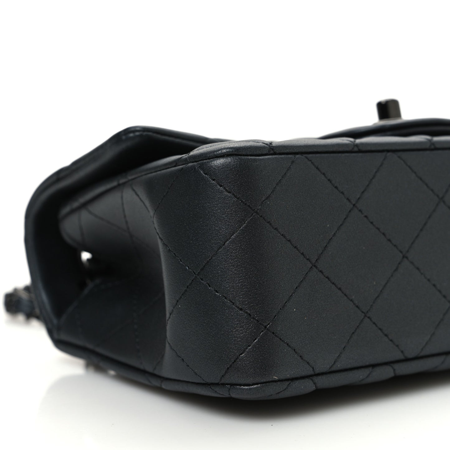 Pearly Lambskin Quilted Mini Rectangular Flap So Black