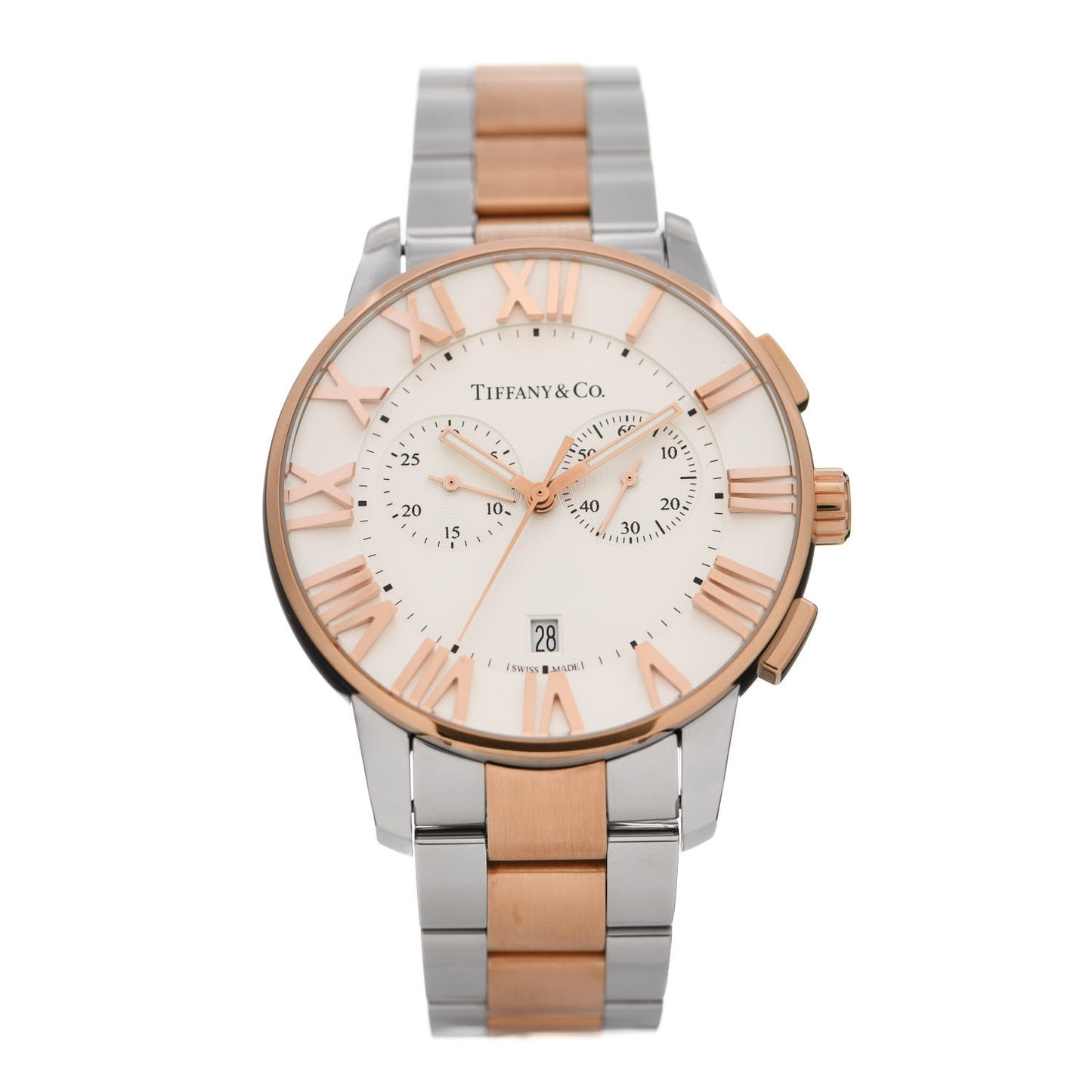 Stainless Steel 18K Rose Gold 42mm Atlas Chronograph Quartz Watch