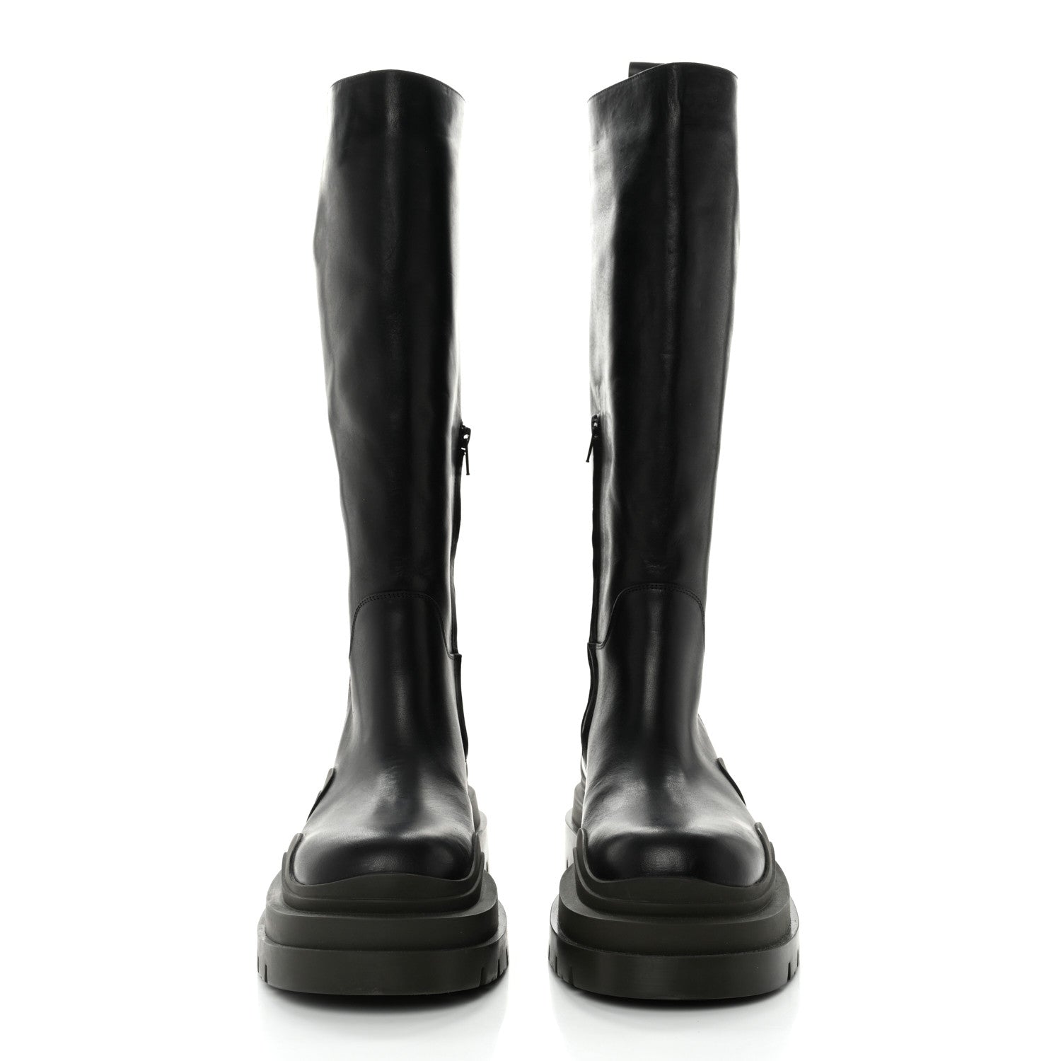 Bottega Veneta Calfskin The Tire High Boots 39 Black Camping 2 of 7