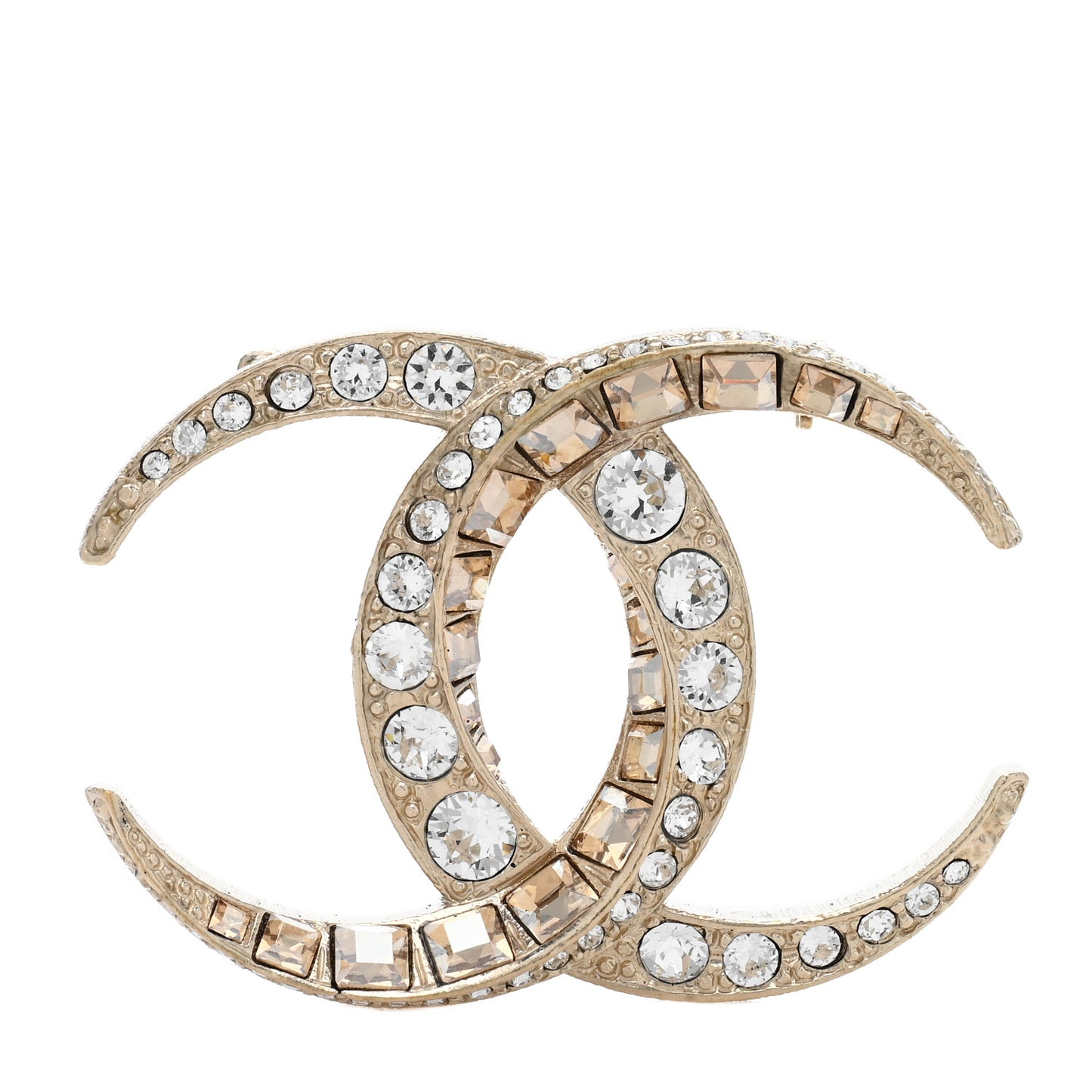 Baguette Crystal Dubai CC Brooch Gold