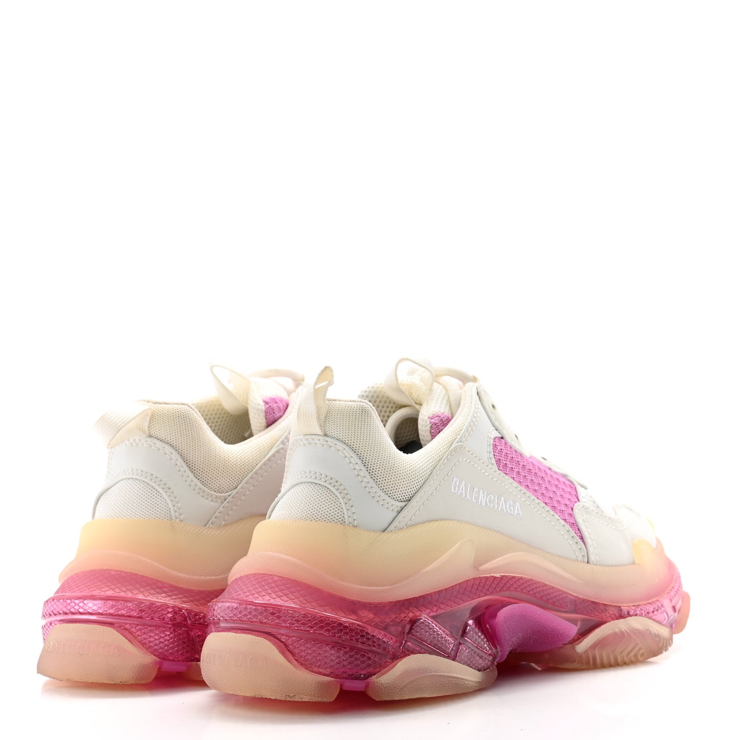 Fabric Mesh Clear Sole Womens Triple S Sneakers 38 White Pink