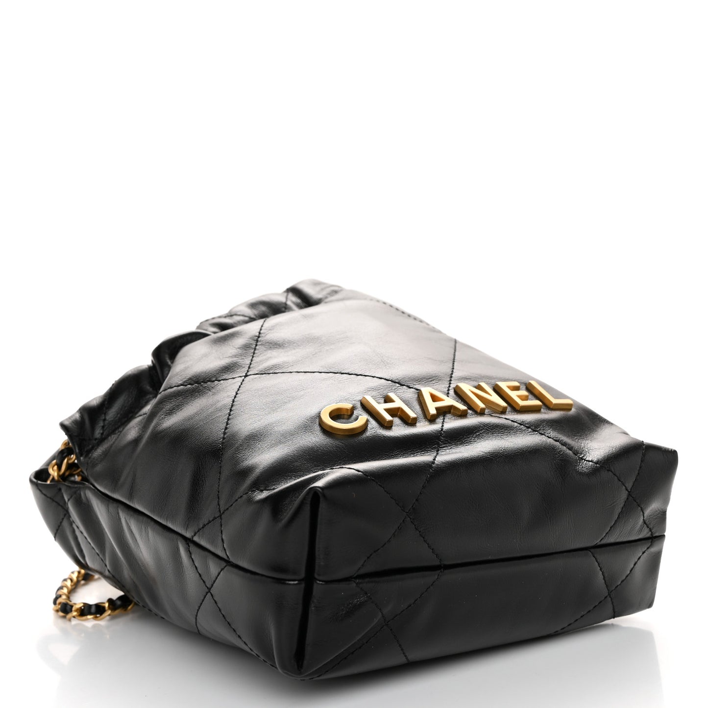 Shiny Calfskin Quilted Mini Chanel 22 Black