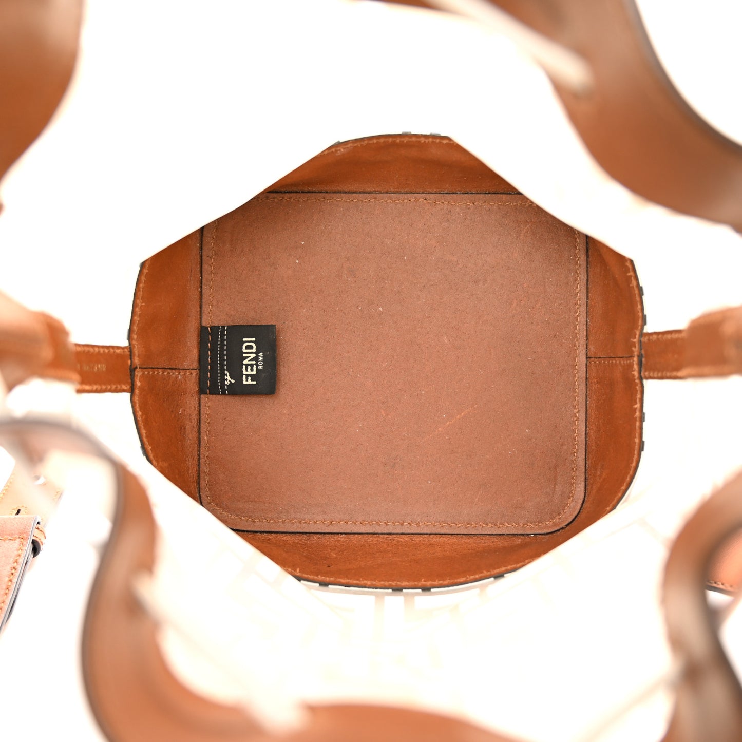 TPU FF Vitello Aura F is Fendi Grande Mon Tresor Bucket Bag White Cuoio