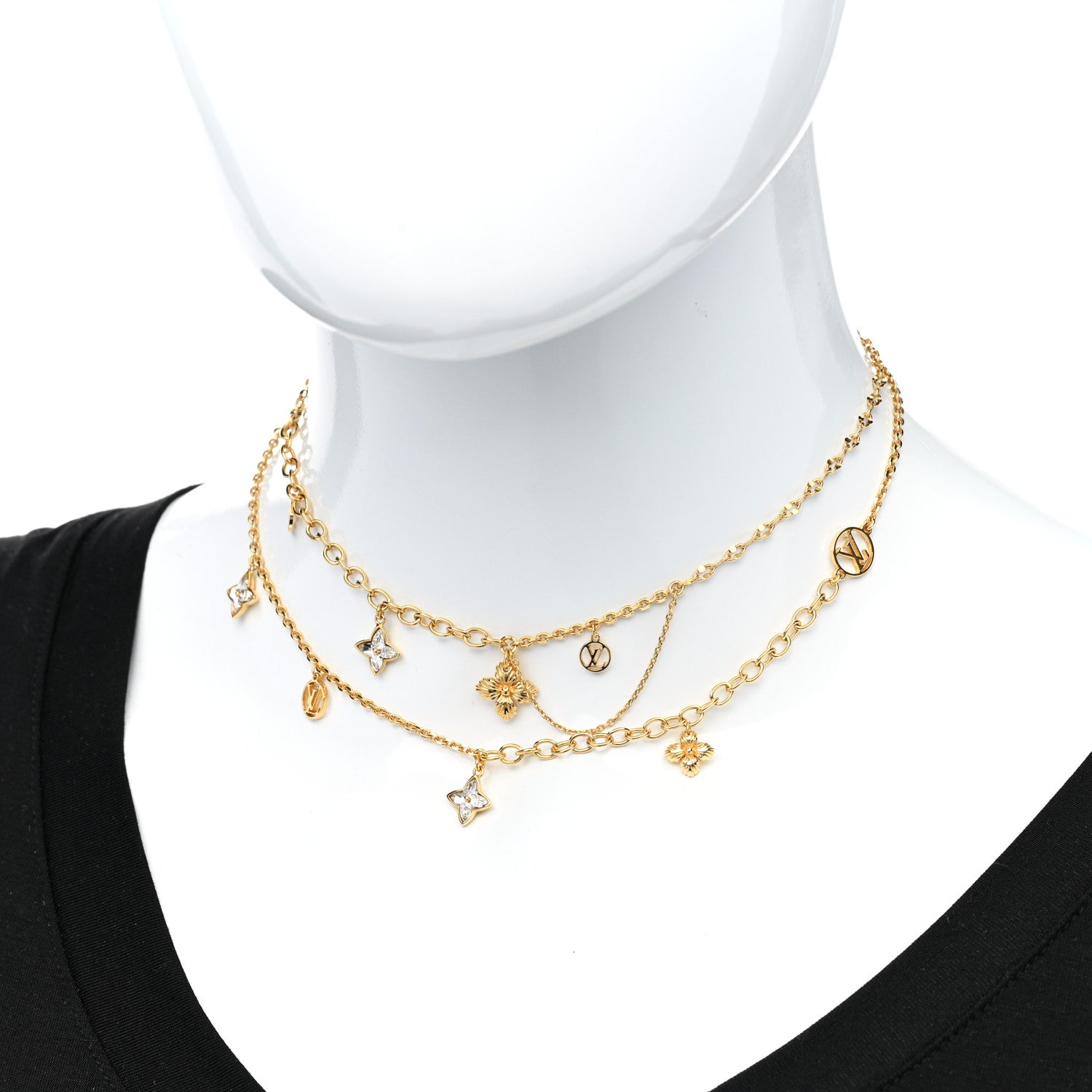 Louis Vuitton Metal Blooming Strass Necklace Gold 2 of 7
