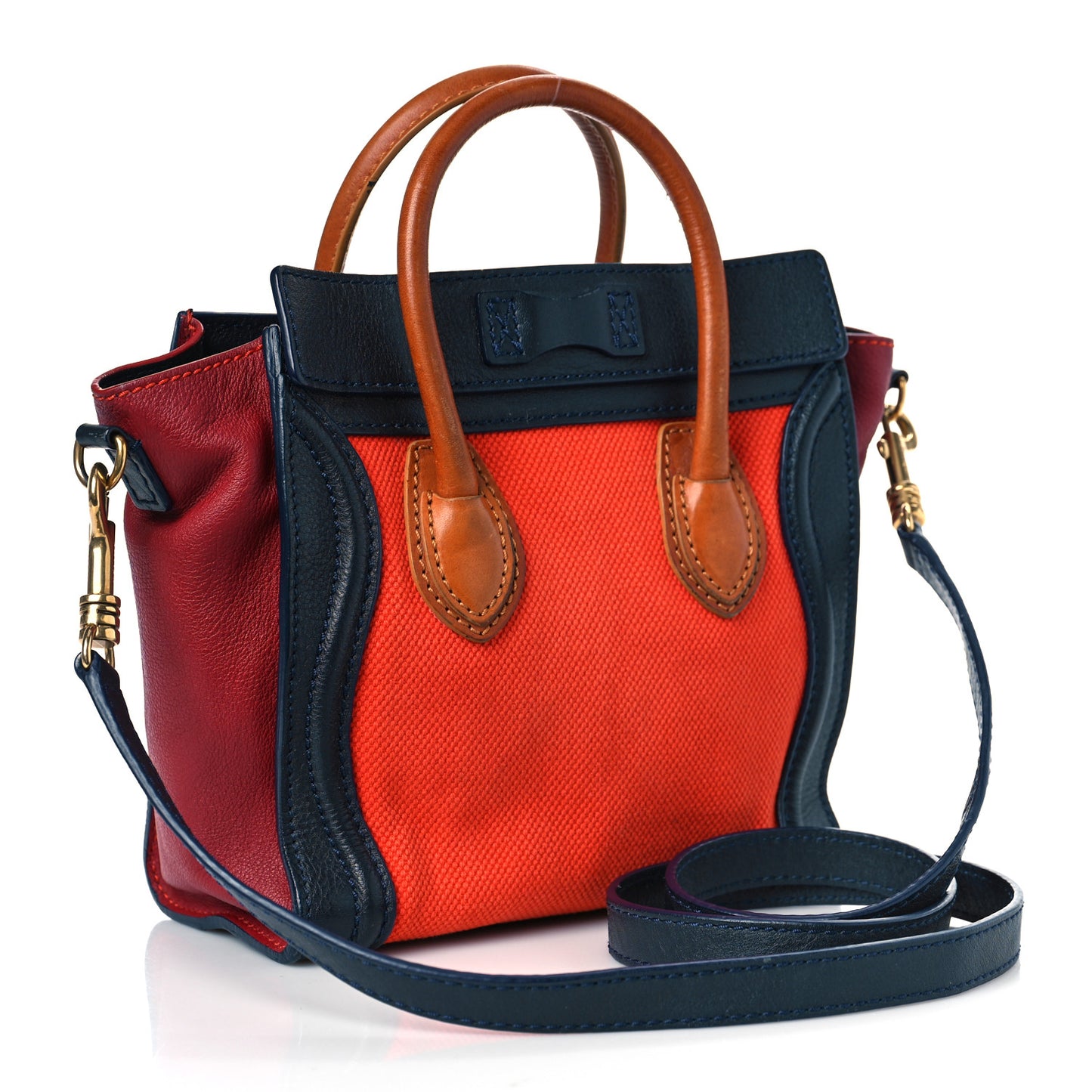 Calfskin Linen Nano Tri-Color Luggage Poppy