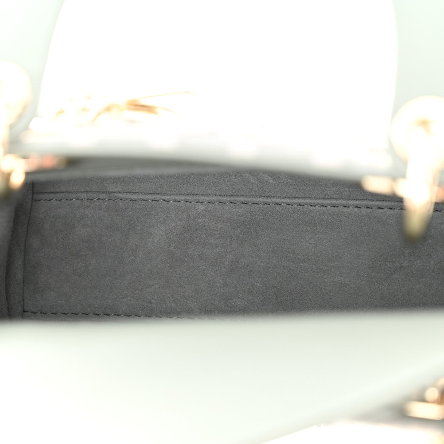 Suede Calfskin Stone And Beads Mini Lady Dior Grey