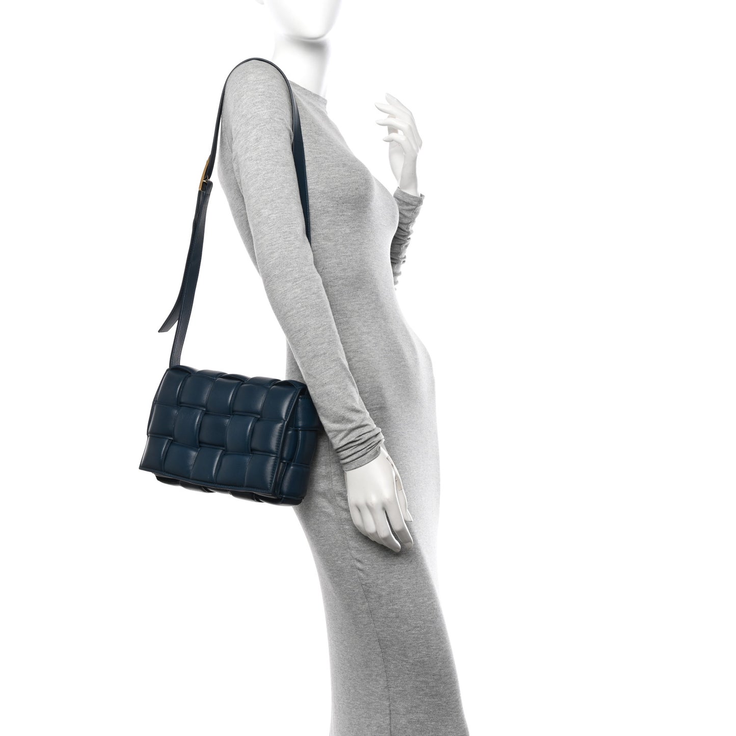 Nappa Maxi Intreccio Padded Cassette Crossbody Bag Deep Blue
