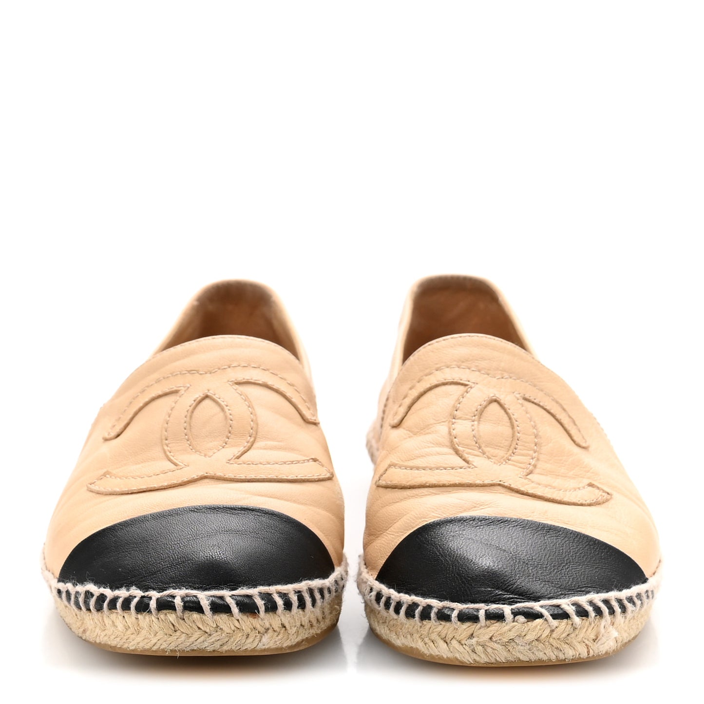 Lambskin CC Espadrilles 37 Beige Black