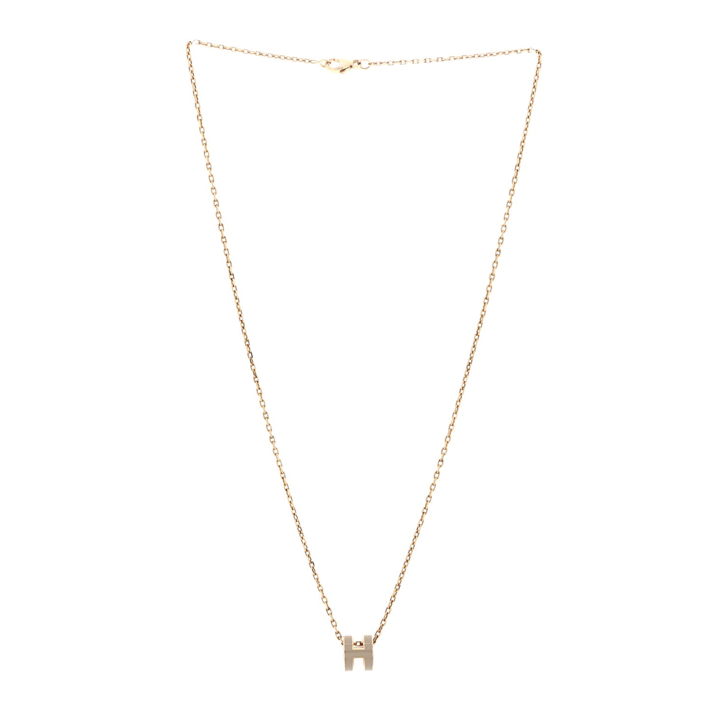 Lacquered Rose Gold Mini Pop H Pendant Necklace Marron Glace