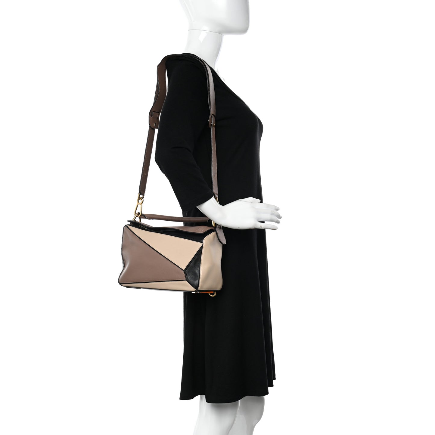 Calfskin Small Puzzle Bag Sand Hazelnut Ash