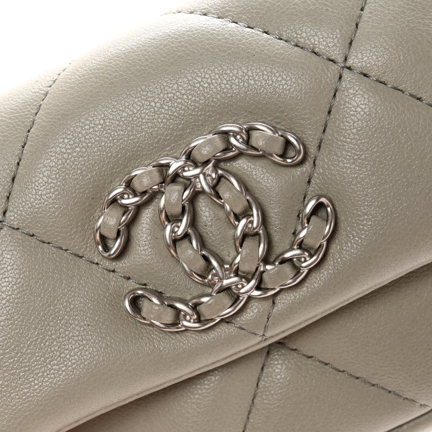 Chanel Lambskin Quilted Chanel 19 Flap Belt Bag Grey 8 of 8