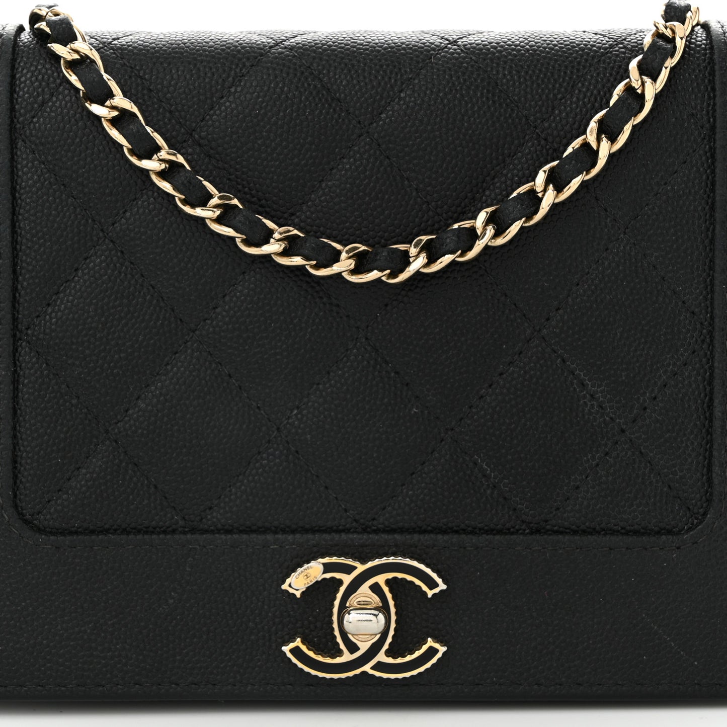 Caviar Quilted Vintage Mademoiselle Wallet On Chain WOC Black