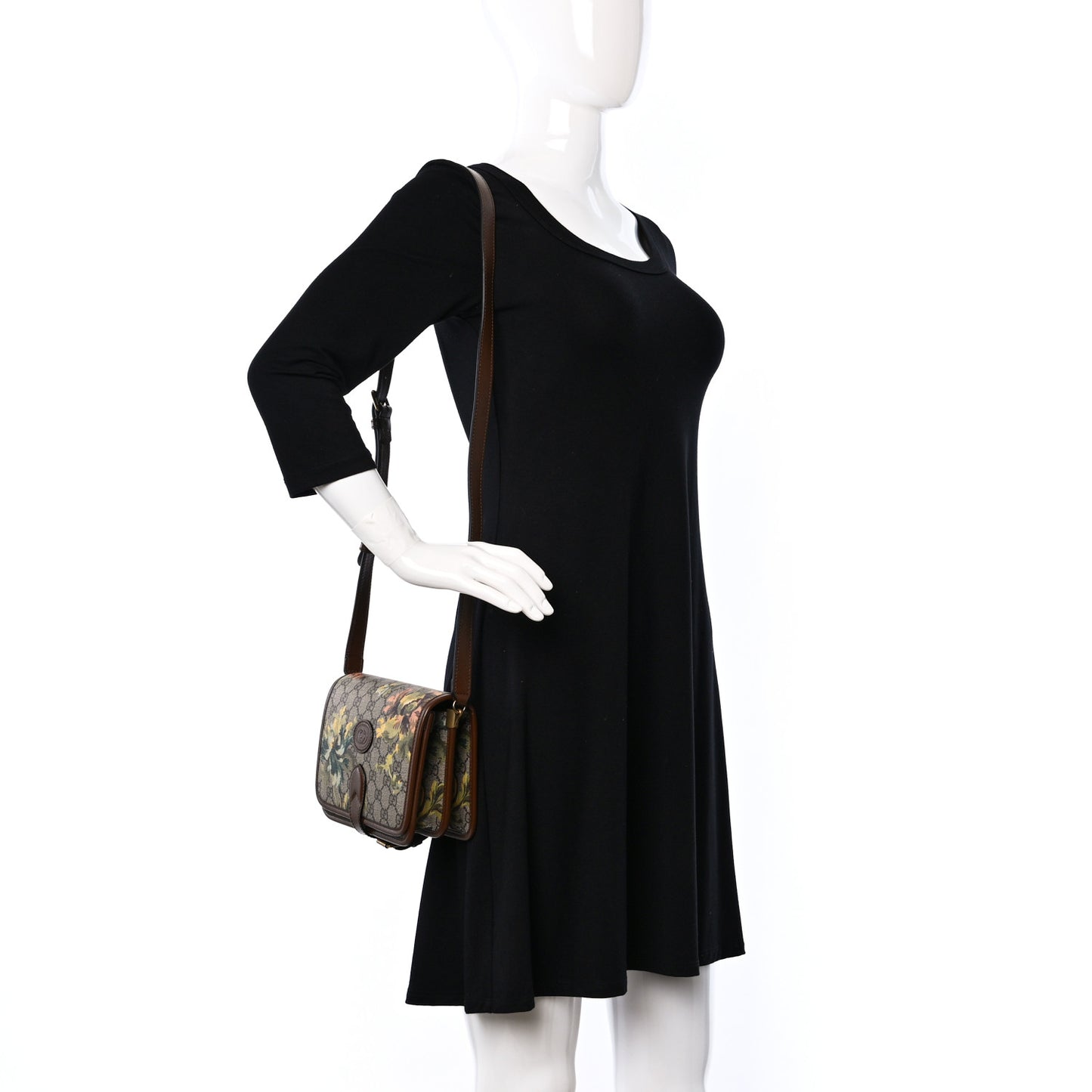 GG Supreme Monogram Azalea Calfskin Dusty Carnation Mini Retro Interlocking G Flap Shoulder Bag Beige Ebony Multicolor Brown Sugar