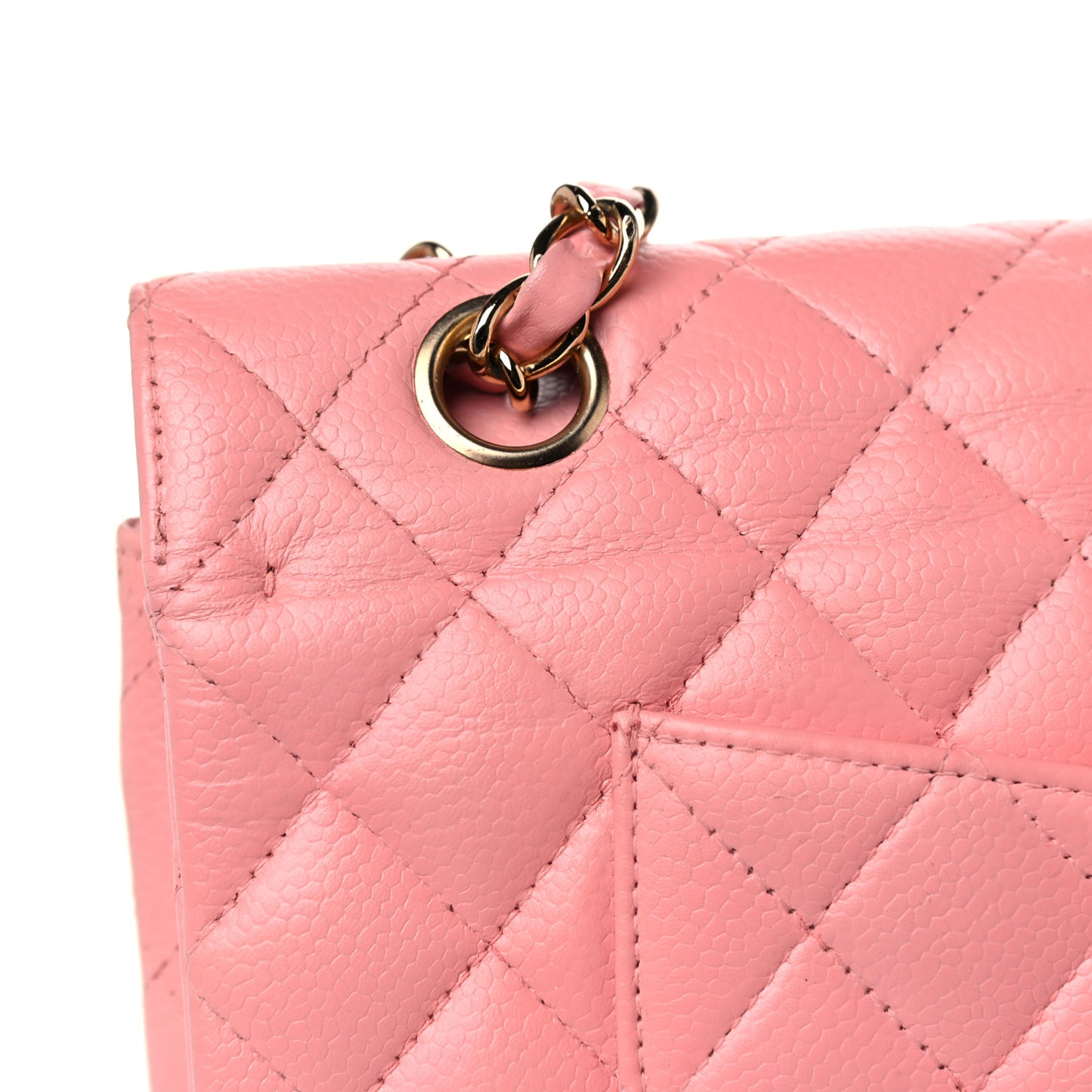 Caviar Quilted Medium Double Flap Pink
