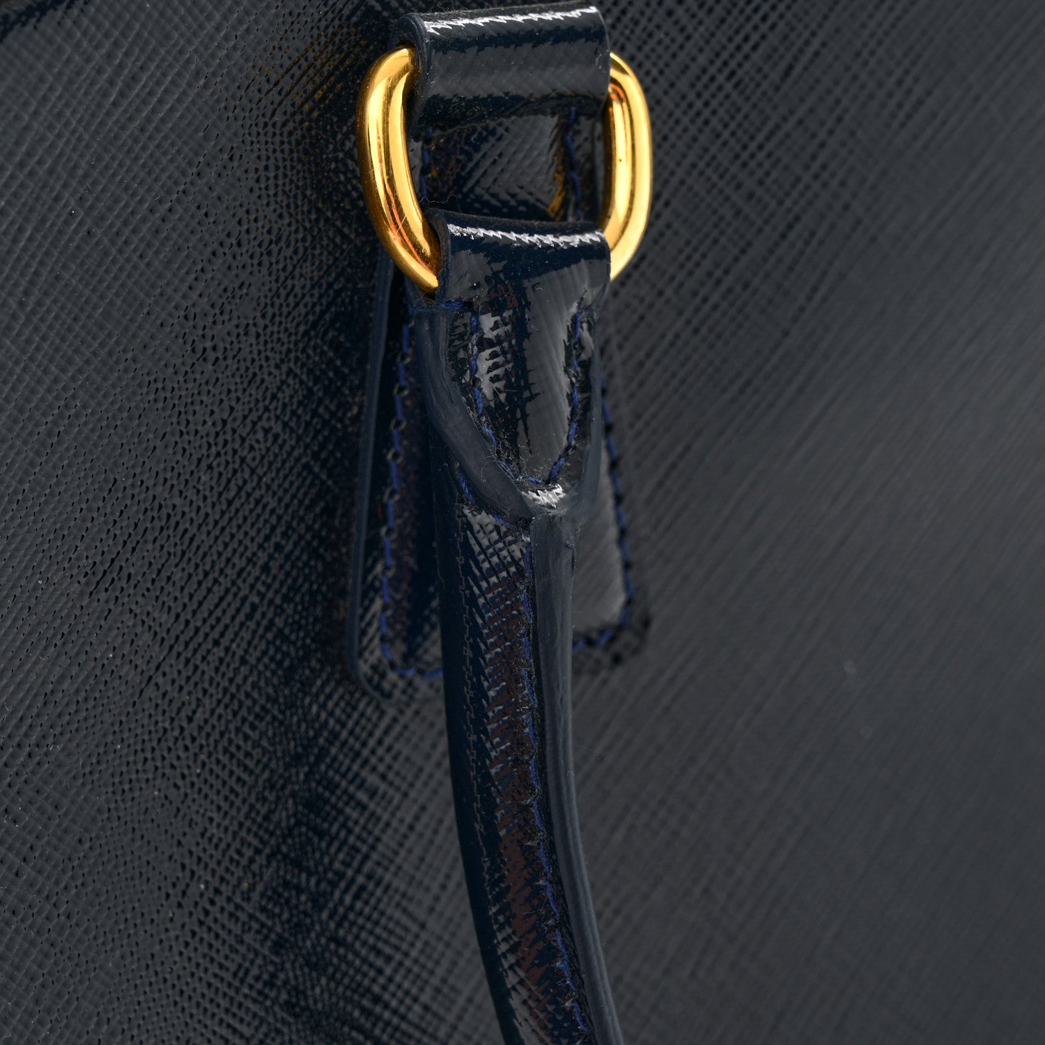 Prada Saffiano Vernice Pyramid Bag Black Bluette 14 of 14