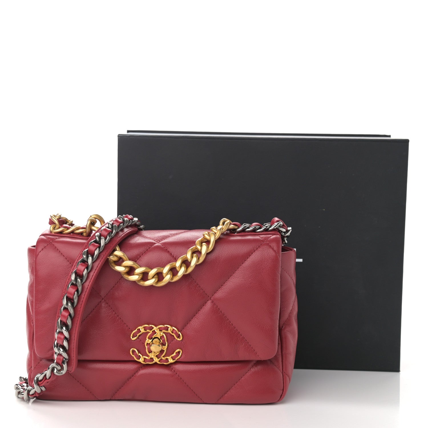 Chanel Goatskin Quilted Medium Chanel 19 Flap Red 11 of 11
