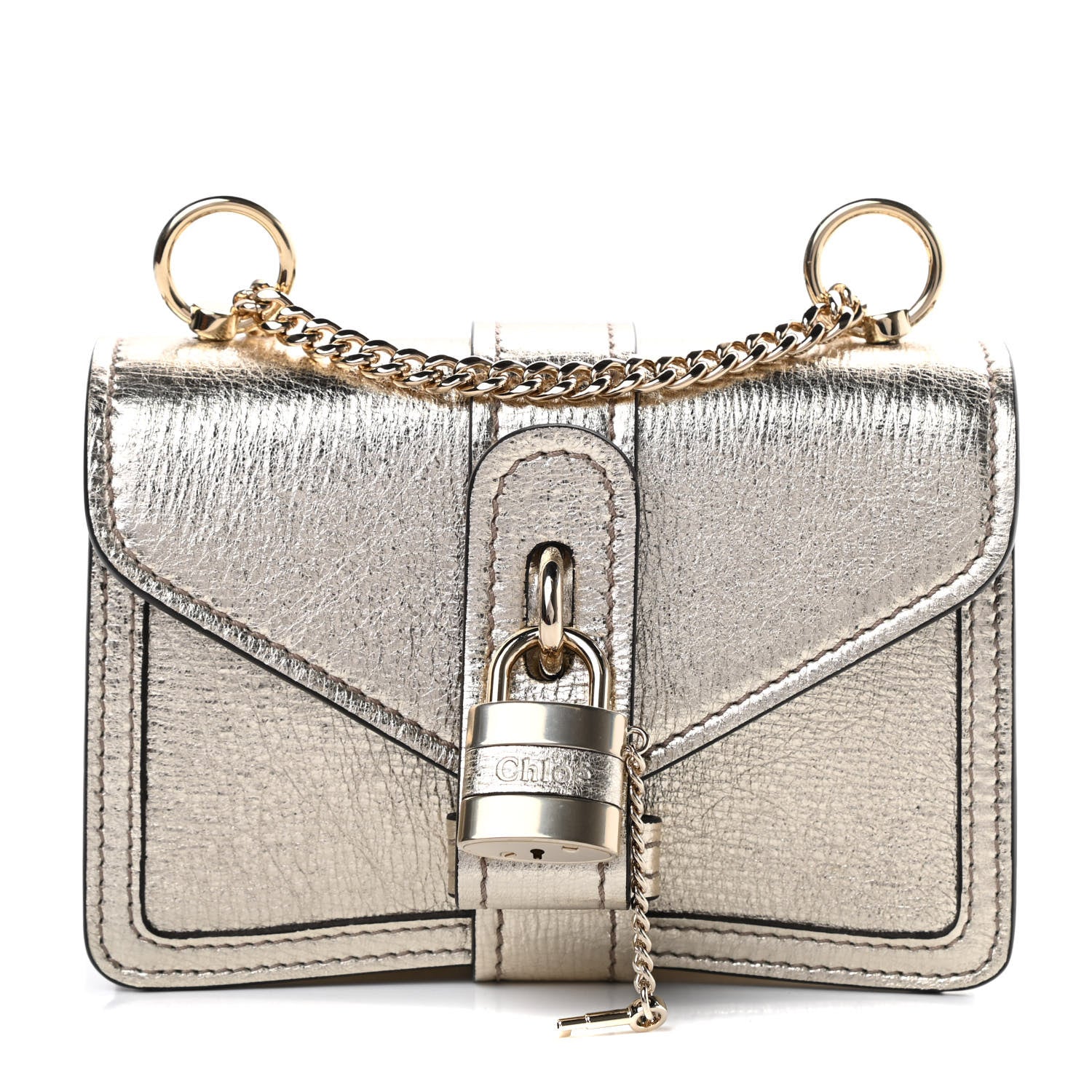 Chloe Metallic Textured Calfskin Aby Convertible Chain Shoulder Bag Gold 1 of 11