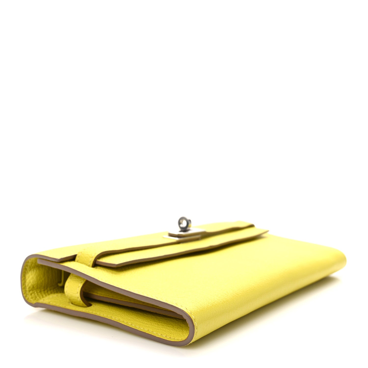 Hermes Chevre Mysore Kelly Wallet To Go Lime 4 of 11