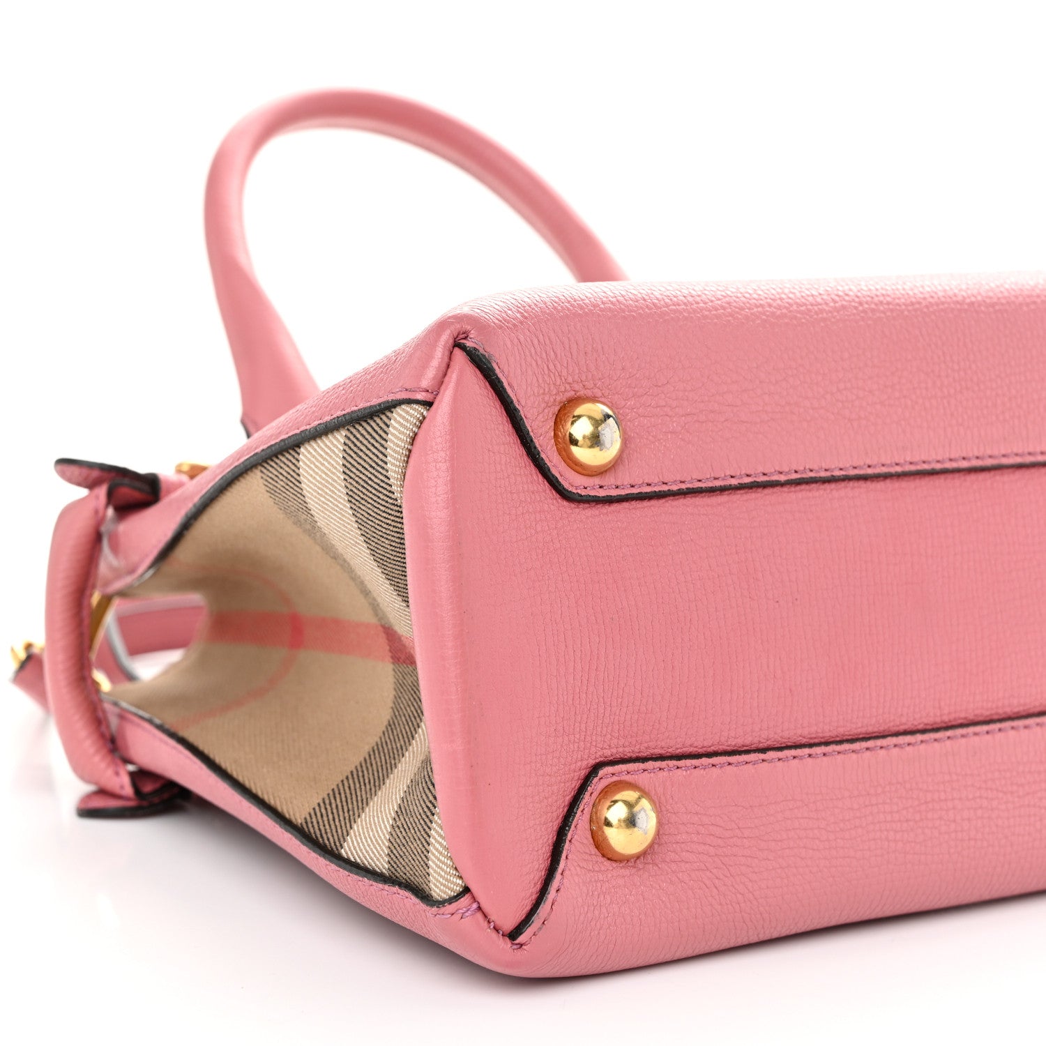 Burberry Grainy Calfskin House Check Small Banner Tote Mauve Pink 8 of 13