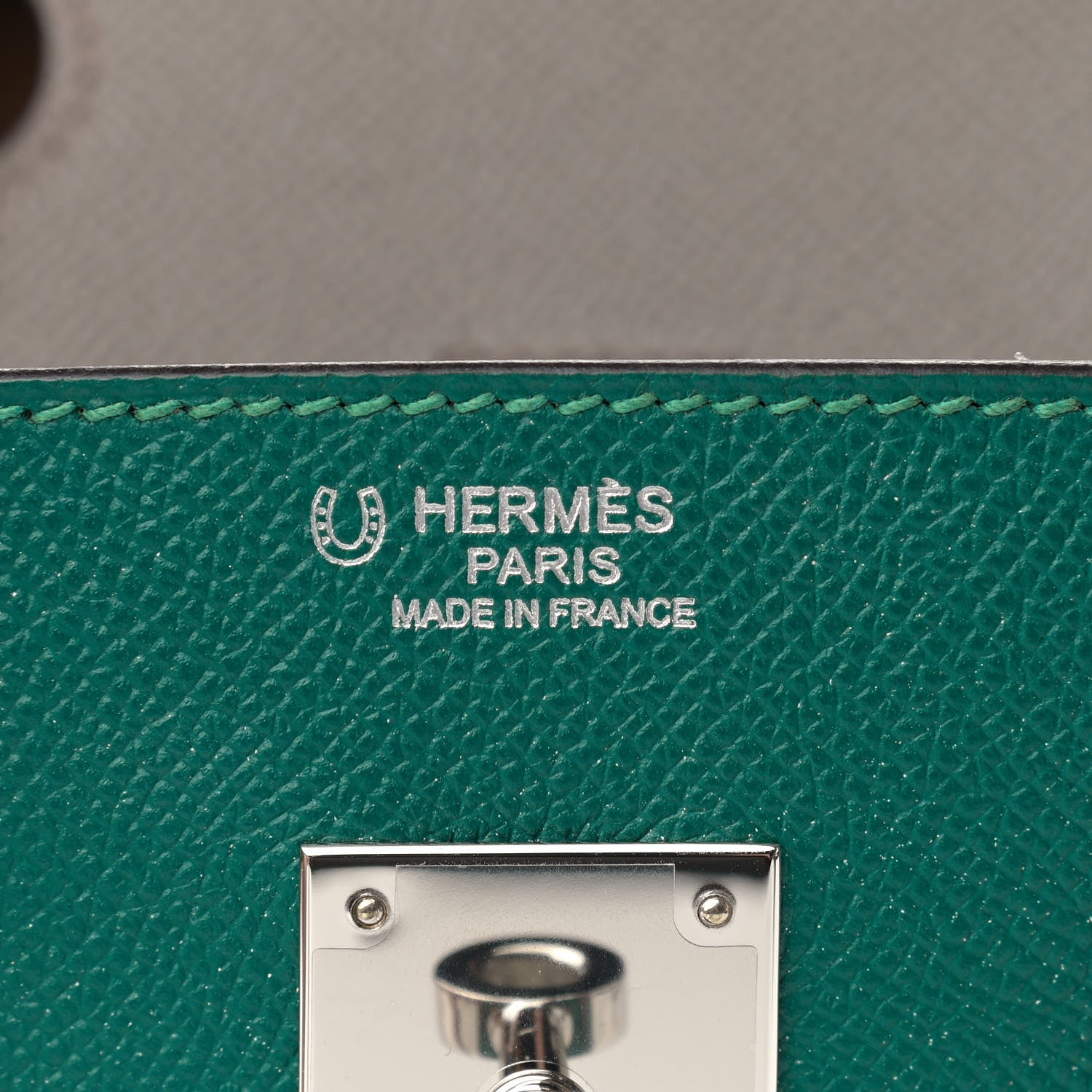 Hermes Epsom Horseshoe Birkin 30 Malachite Etain Caramel 6 of 10