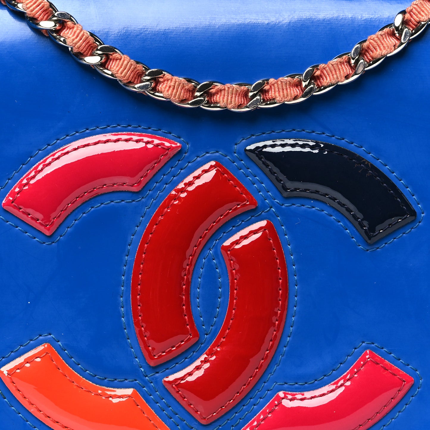 Vinyl Small Lipstick Flap Bag Blue Multicolor