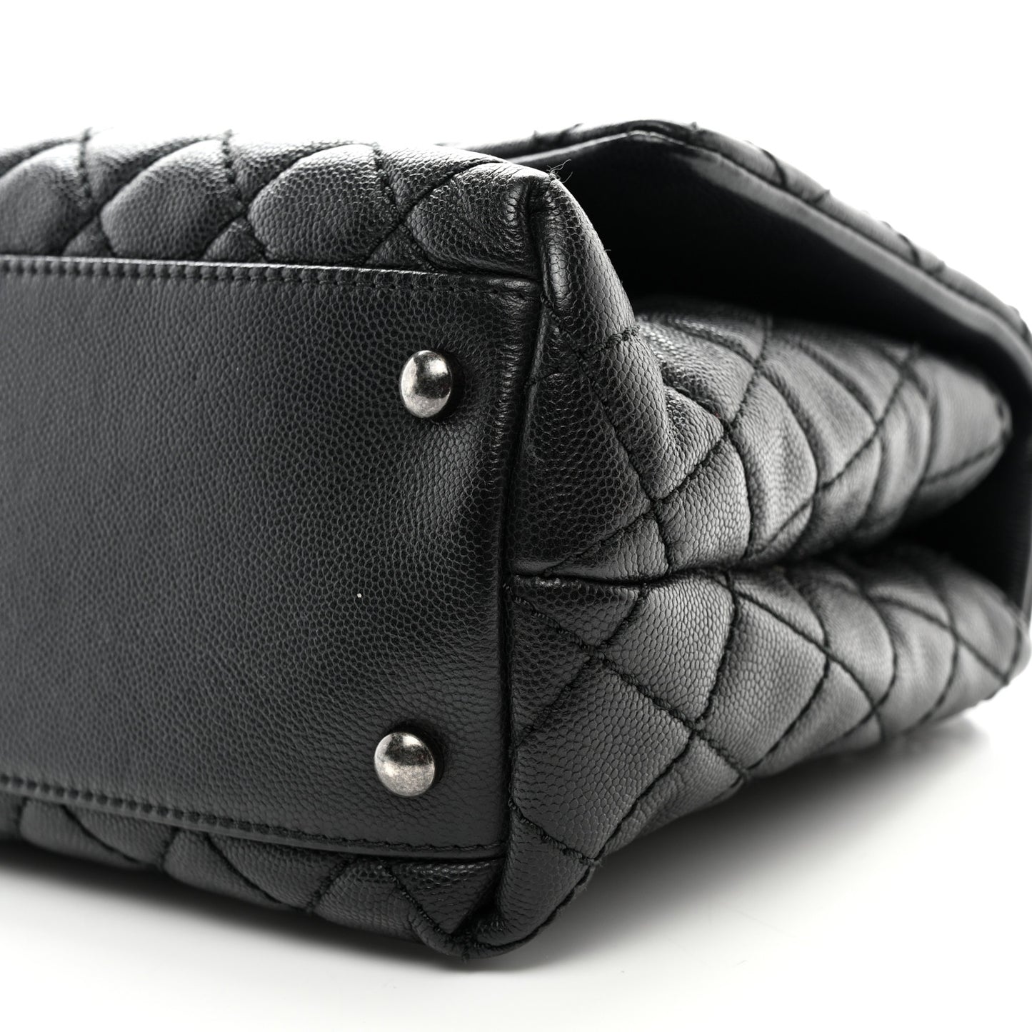Caviar Quilted Small Coco Handle Flap Black