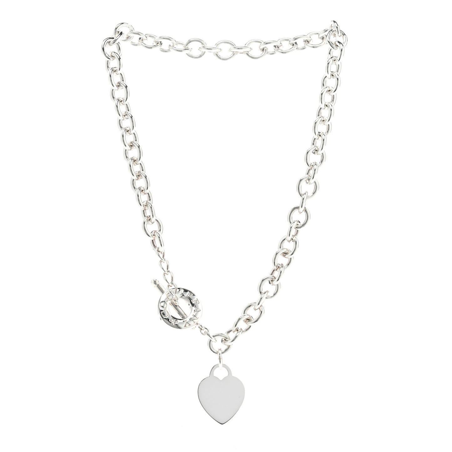 Sterling Silver Heart Tag Toggle Necklace
