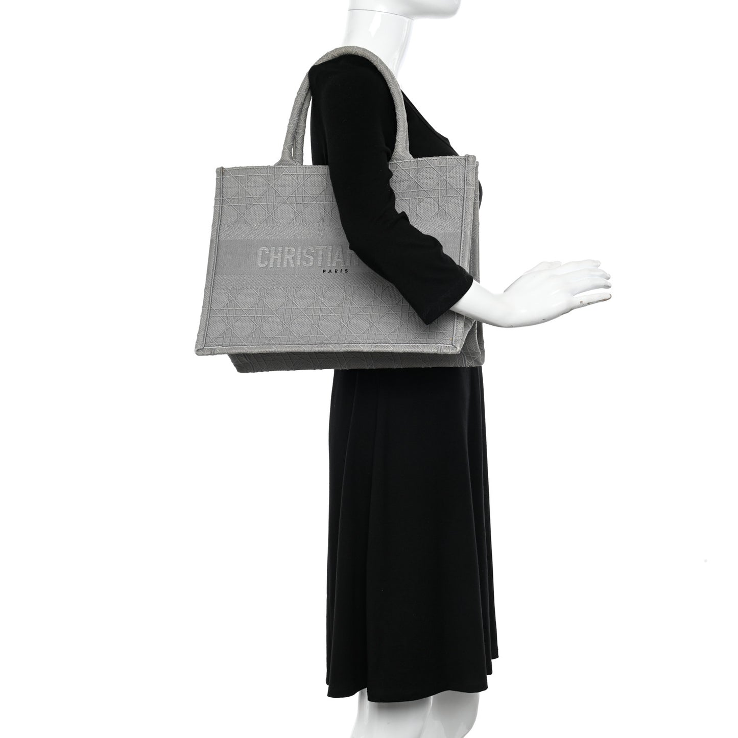 Canvas Embroidered Cannage Medium Book Tote Stone