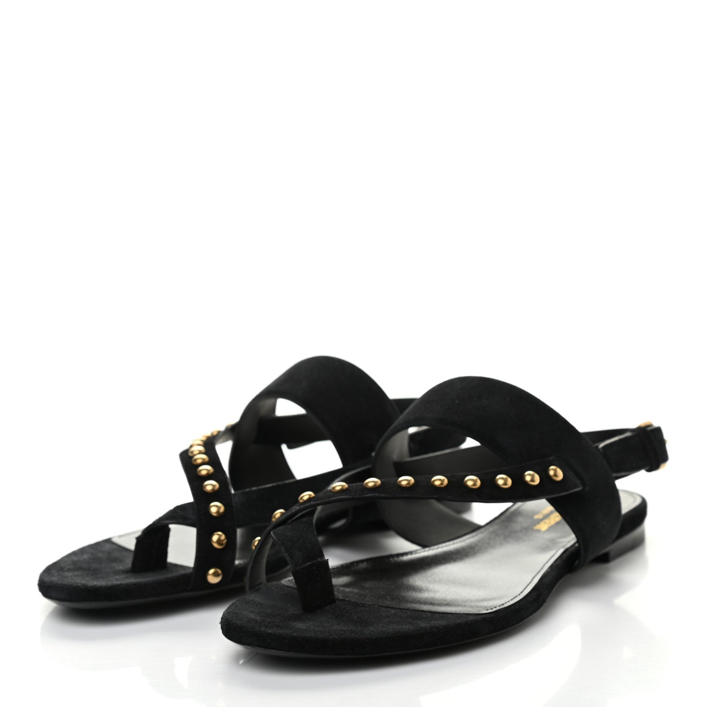 Suede Studded Gia Sandals 38 Black