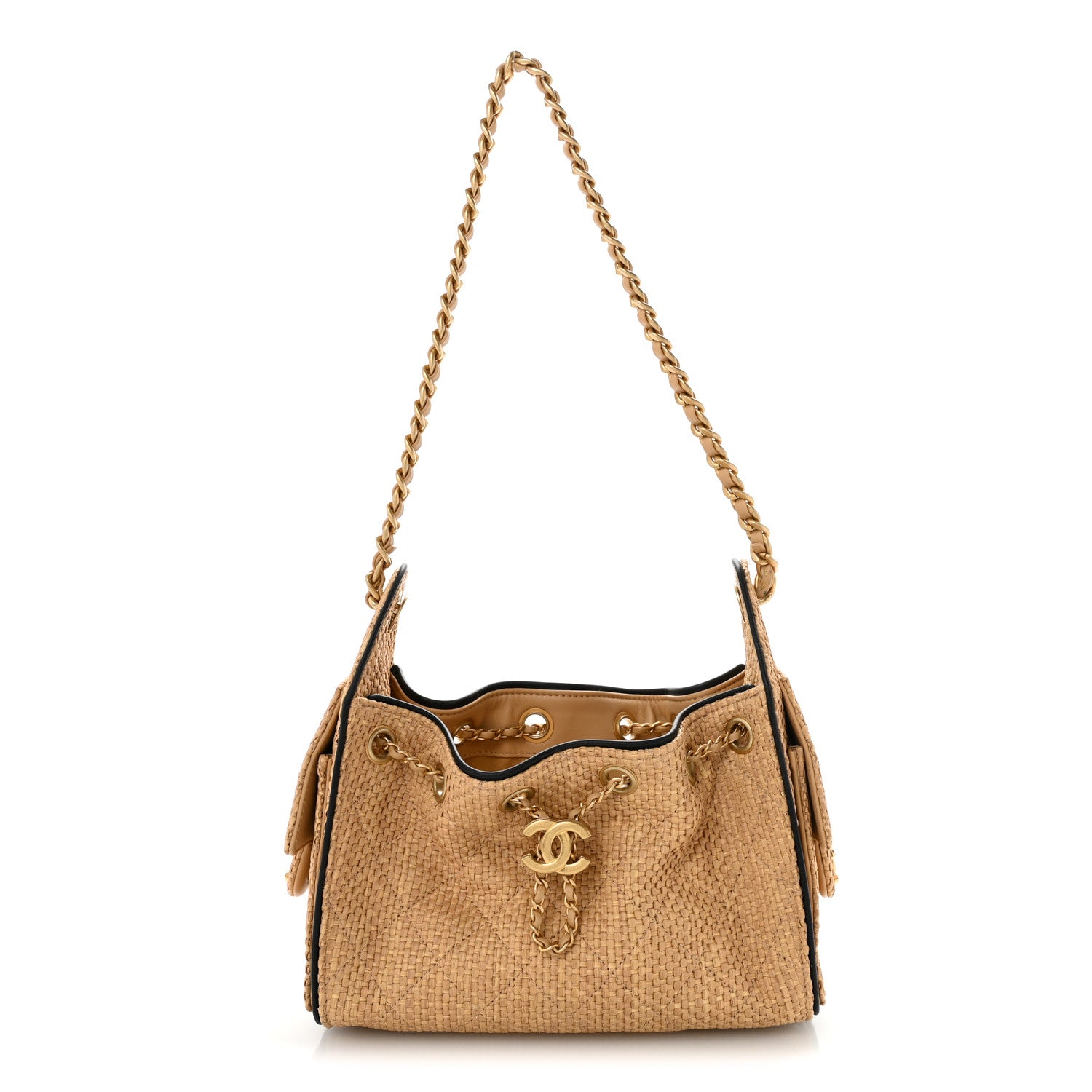 Chanel Braided Raffia Calfskin Quilted Mini Chanel 25 Handbag