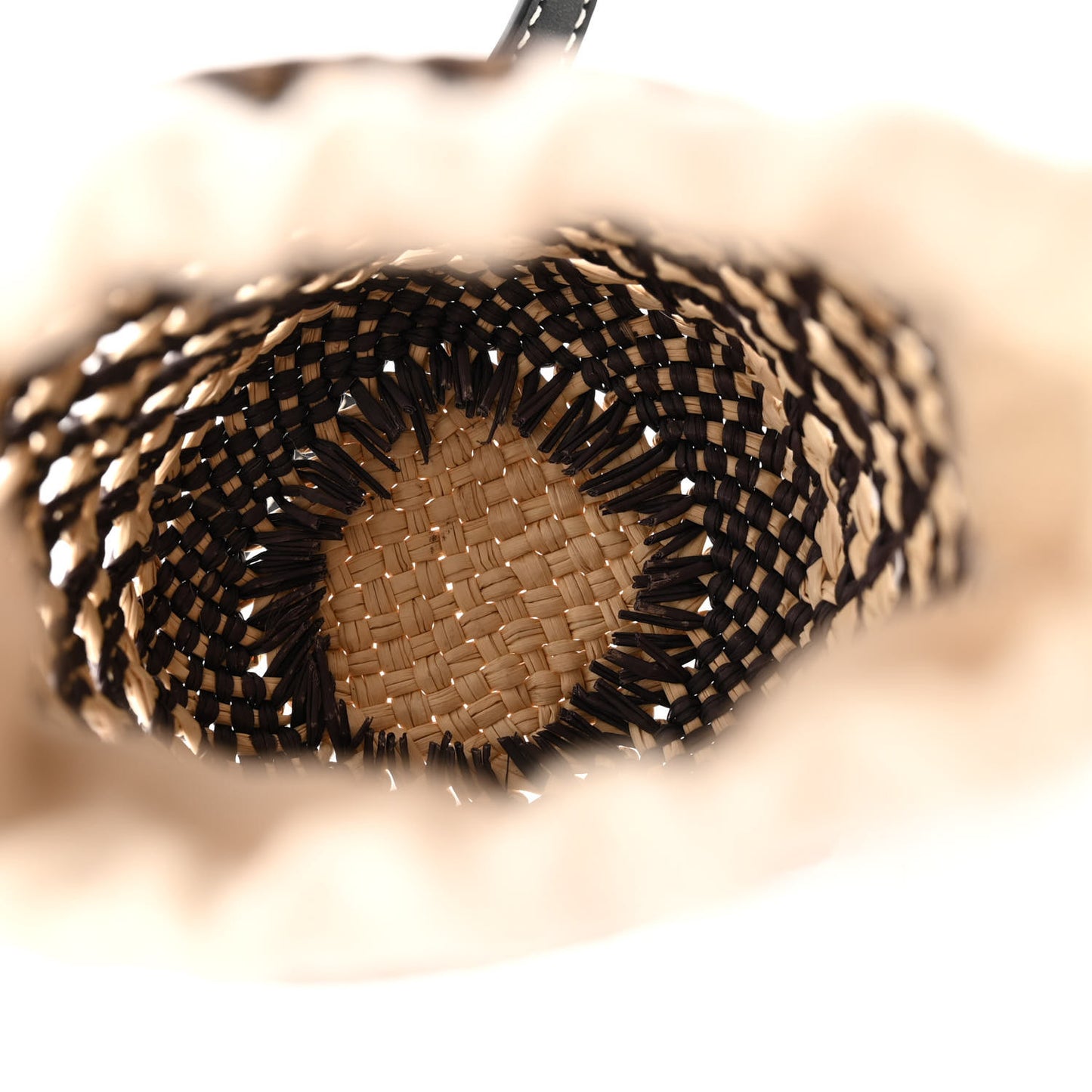 Calfskin Raffia Paula's Ibiza Pocket Bucket Bag Natural Navy Blue