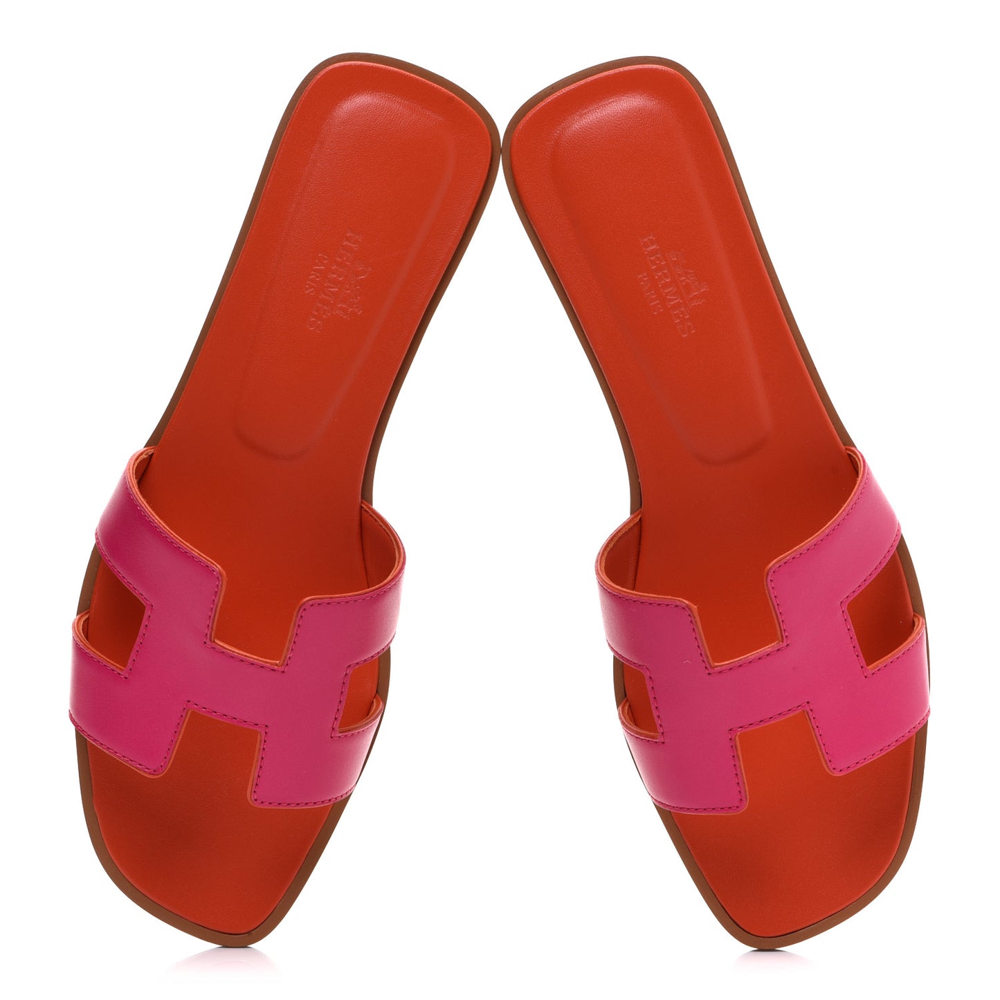 Box Calfskin Oran Sandals 37.5 Rose Flash Orange H