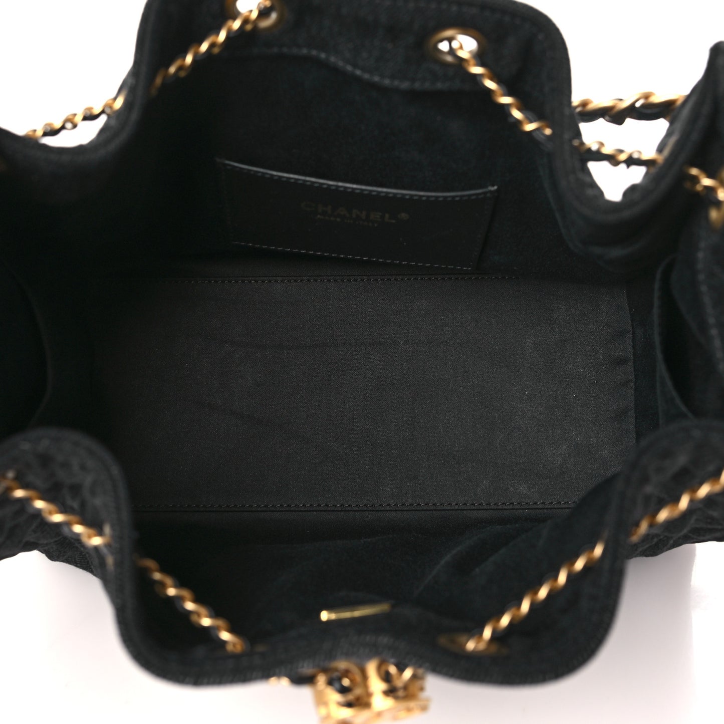 Denim Quilted Small Chanel 25 Handbag Black