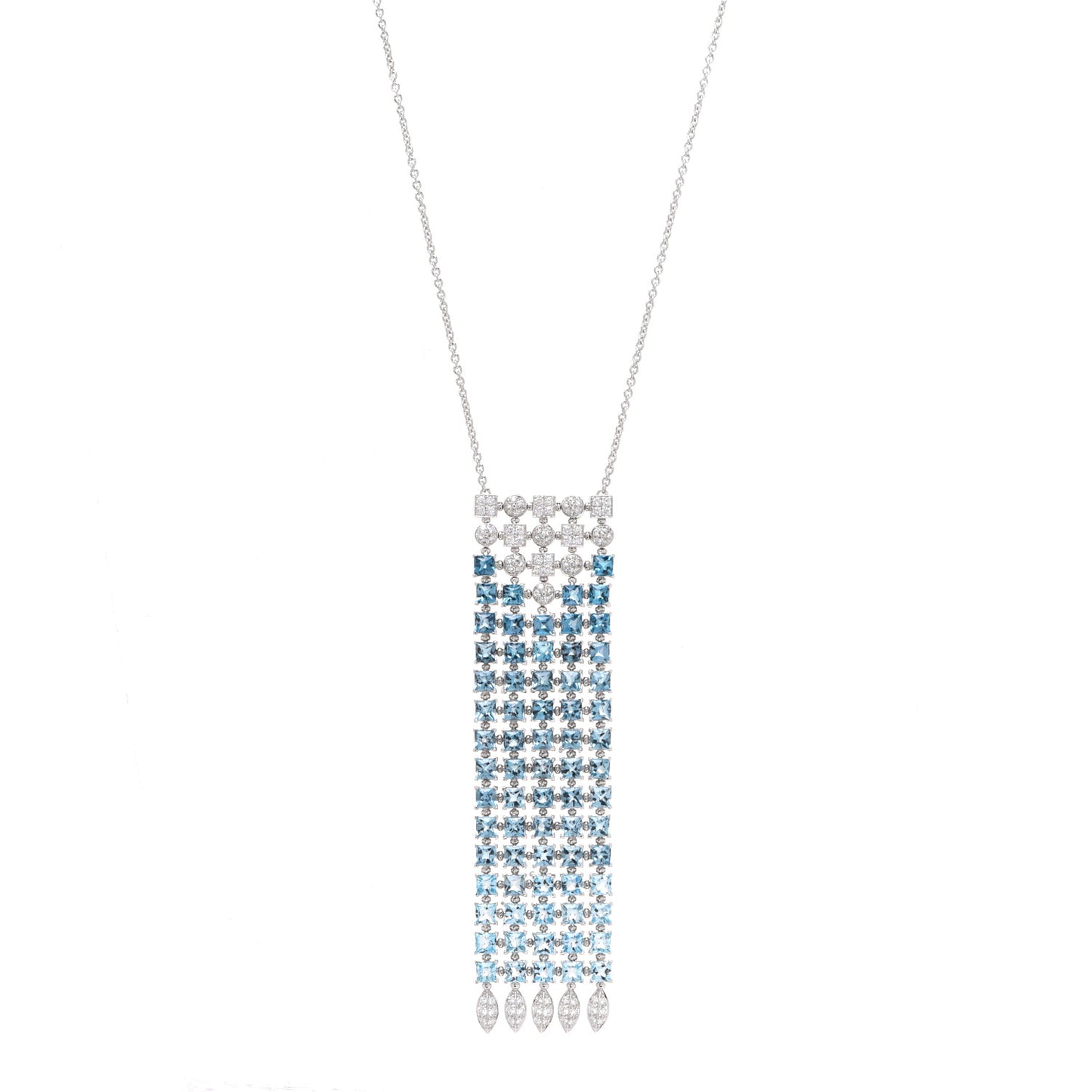 18K Lucea Diamond Blue Topaz Gradient Waterfall Necklace