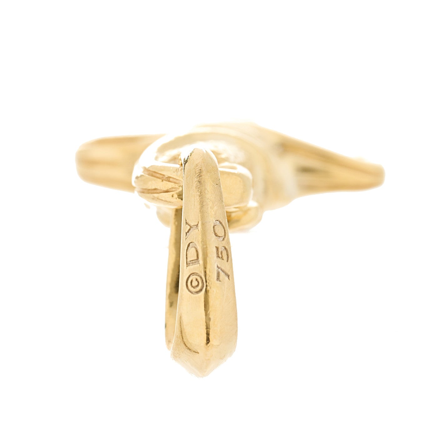 18K Yellow Gold Cognac Diamond Mens Waves Dagger Amulet Pendant