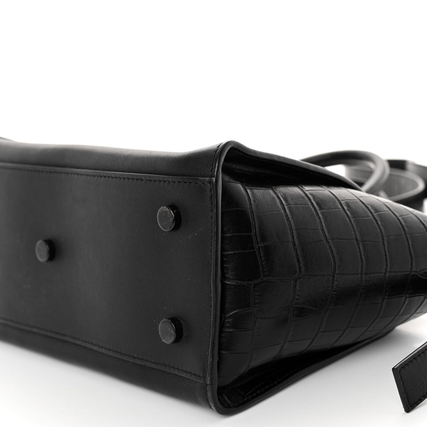 Smooth Calfskin Crocodile Embossed Baby Monogram Downtown Cabas Black
