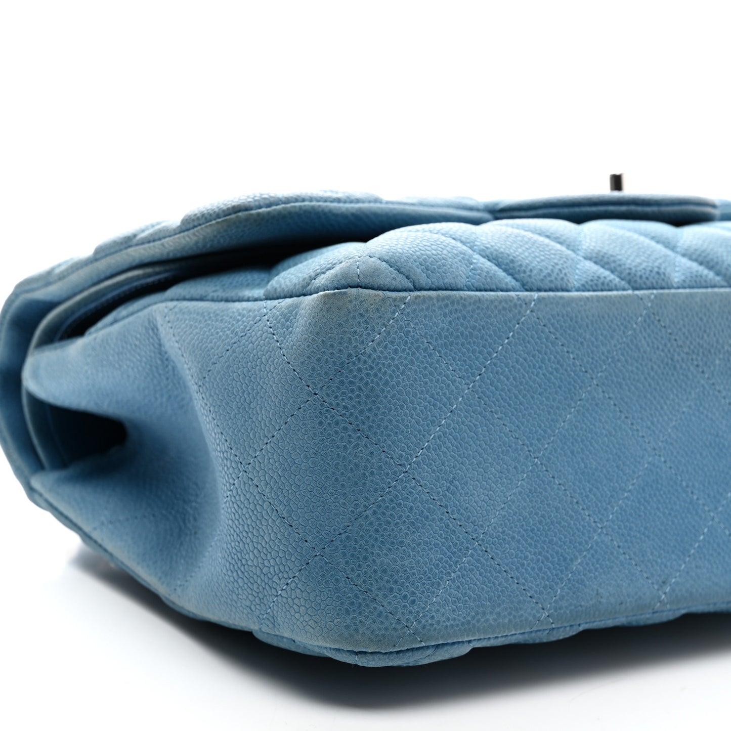Iridescent Caviar Quilted Jumbo Double Flap Blue