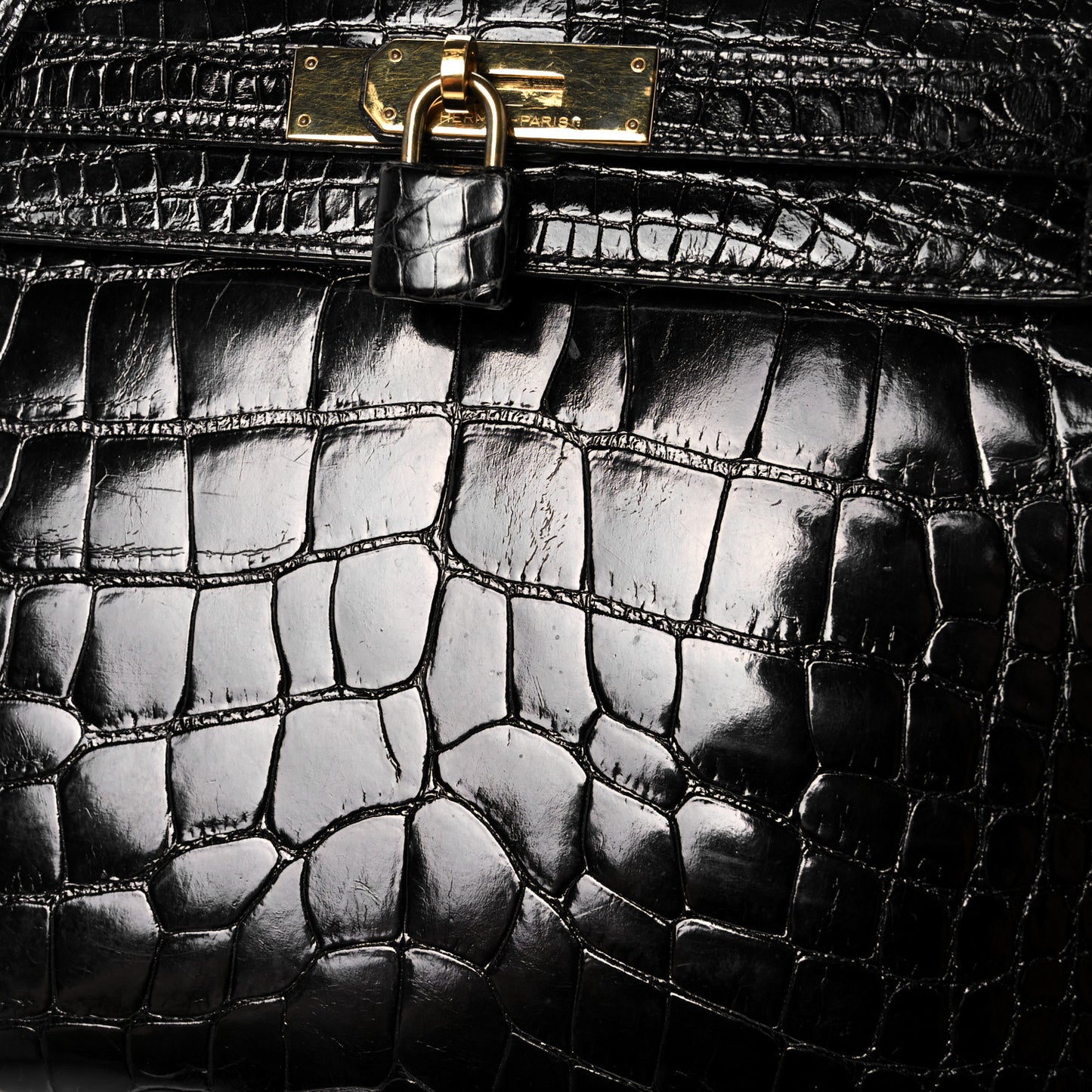 Shiny Alligator Kelly Sellier 28 Black