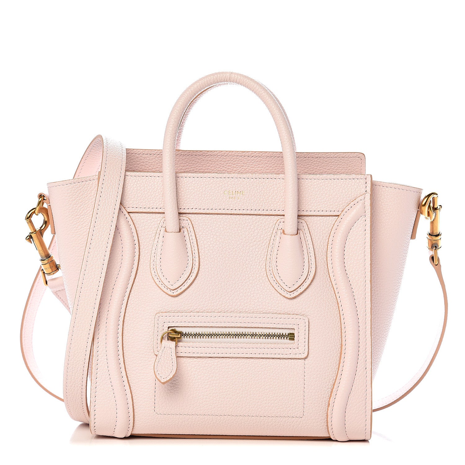 Celine Drummed Calfskin Nano Luggage Pale Pink 535389 – FASHIONPHILE