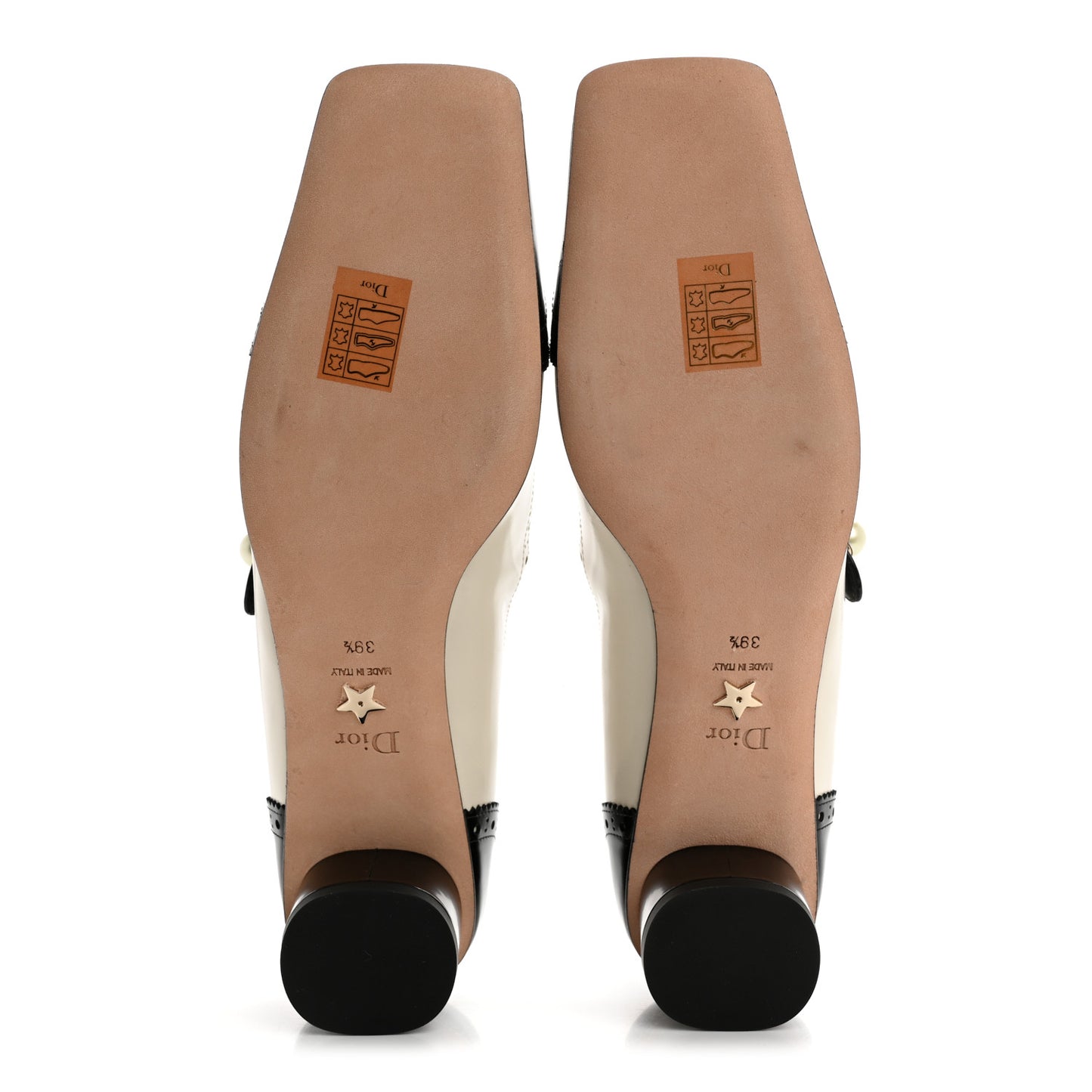 Calfskin Spectadior Square Mary Jane Pumps 39.5 Black White