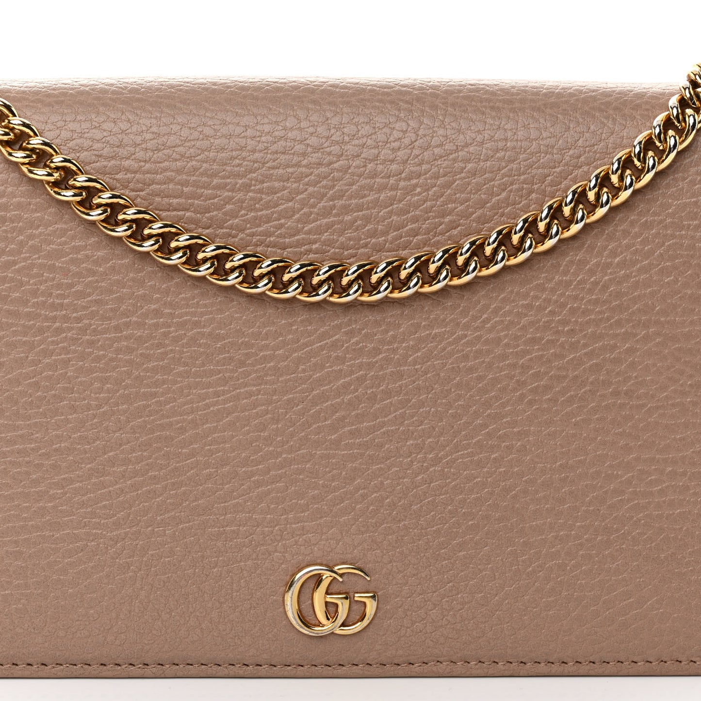 Calfskin Mini GG Marmont Chain Wallet Porcelain Rose